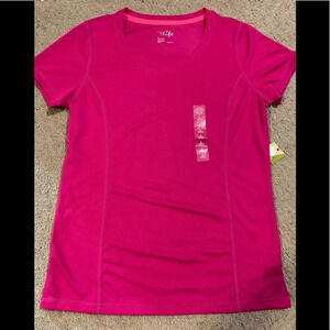 Drifit Pink V-Neck Short Sleeve Workout Shirt size small